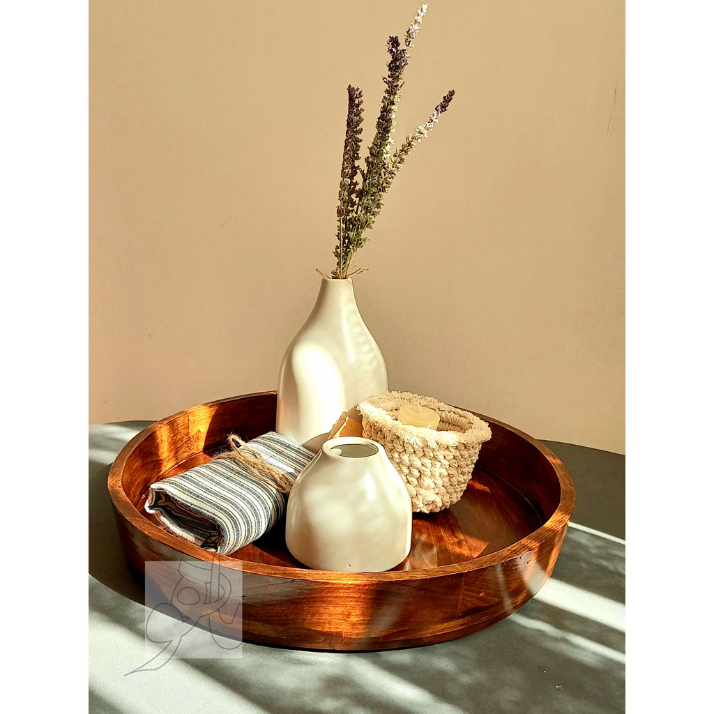 سینی چوبی دایره بدون دسته